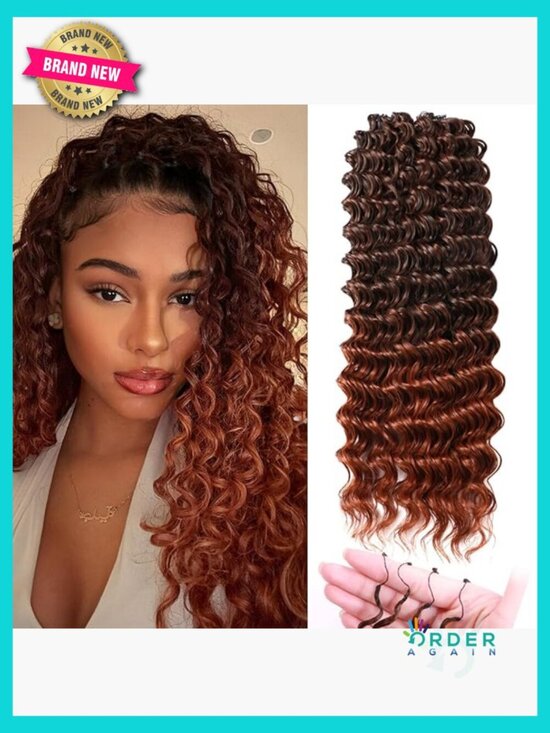Curly Feather Crochet Hair Extensions Deep Wave Synthetic Pre-Separated main image 5